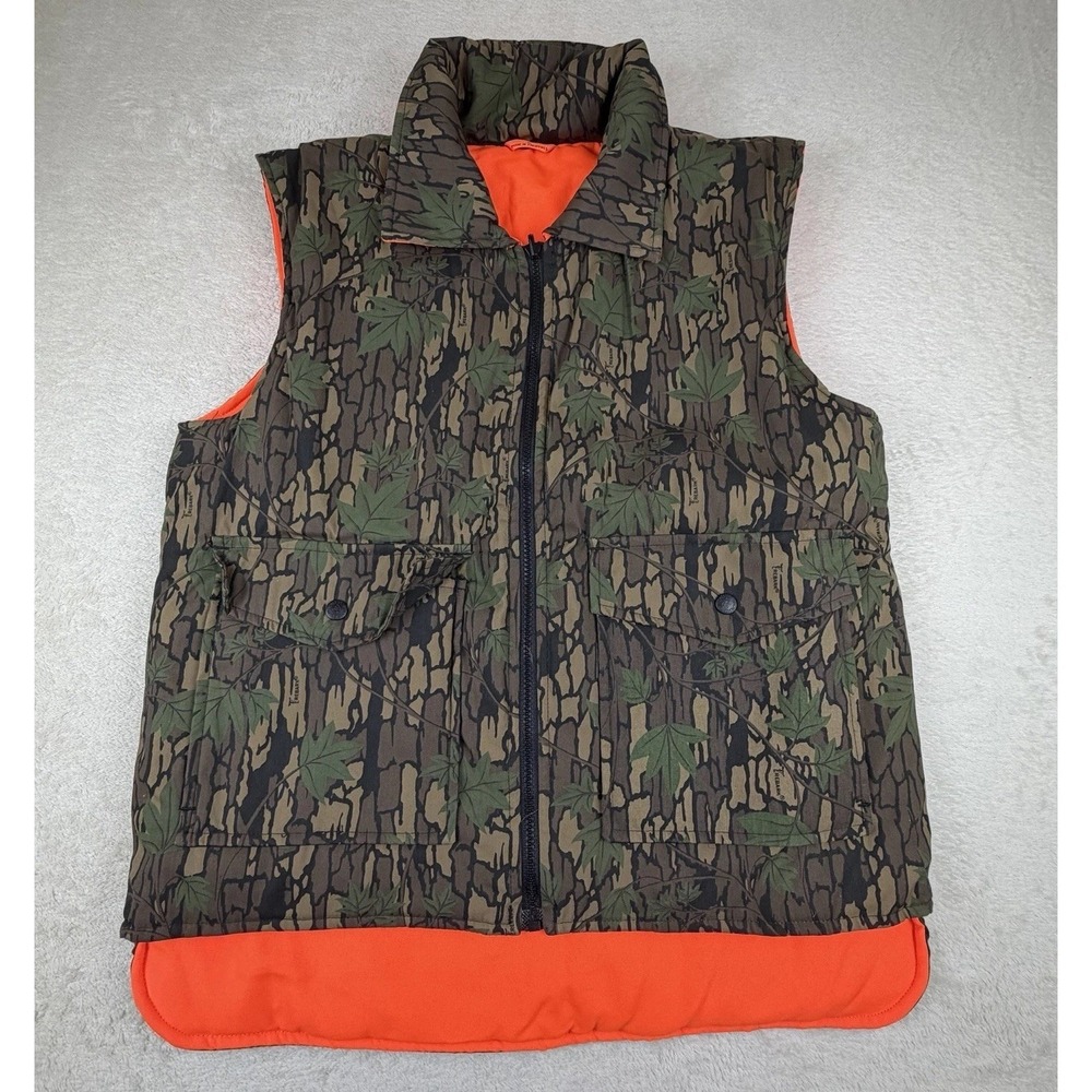 Vintage Winchester Vest Mens Small Reversible Trebark Camo Blaze Orange Hunting